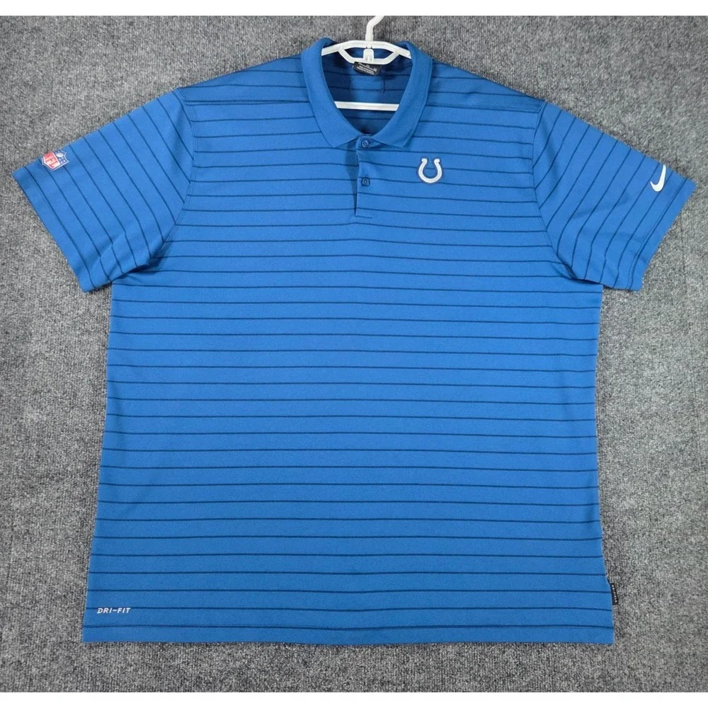 Nike NFL Colts Men's 2XL Dri-Fit Blue Short Sleeve Polo Shirt On Field